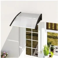 Outsunny Pultvordach für Haustür mit UV Schutz, Aluminium-Verbindungstangen, transparent (Regenschutz, 1 St., Vordach), für Garten, Balkon, Schwarz