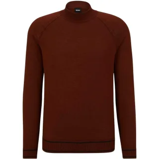 Boss - Pullover Top für Herren, Stehkragen, Regulär, Raglanärmel (Mittelbraun)