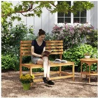 Outsunny Bank 2-Sitzer, UV-Beständig, mit Umwandelbare Rückenlehnen (wetterfest Sitzbank, 1-St., Gartenbank Holz), 240kg belastbar, für Balkon Terrasse, Garten, 110x61x89cm, Teak