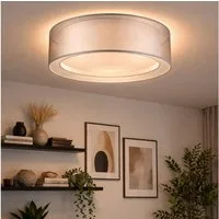 GLOBO LIGHTING Deckenleuchte, Leuchtmittel nicht inklusive, Deckenlampe Deckenleuchte Textilschirm grau rund Schlafzimmerleuchte