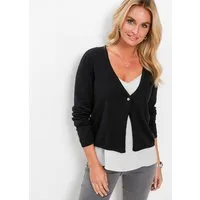 bonprix Strickjacke (1-tlg) bequeme Passform, klassischer Stil, aus Baumwolle und Polyamid