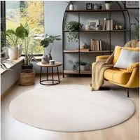 SIMPEX24 Teppich Unicolor - Einfarbig, Rund, Höhe: 7 mm, Moderner Flauschiger Kurzflor Teppich Anti Rutsch Rückseite Waschbar