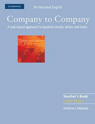 Company to Company Fourth Edition: Intermediate. Teacher's Book