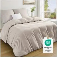 Topfinel Bettwäsche 135 x 200 4 teilig Leicht flanell mit reißverschluss kühlend bügelfrei, 90g/m² Flanell und Mikrofaser, 2 teilig, bettwäsche 135 x 200 sale einfarbig frühling sommer herbst winter