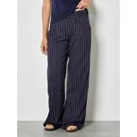 Apricot Leinenhose Breite Hose aus Leinenmischung mit Nadelstreifen