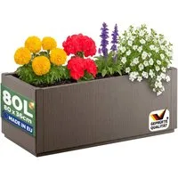 Casaria Blumenkasten Ethica, 80L 80x36x35cm Groß Pflanzkübel für Draussen Winterfest Übertopf Braun