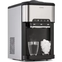 Klarstein Eiswürfelmaschine Aqueous Eiswürfelmaschine 3-in-1 20 kg/24h Eis+Eiswasser+Heißwasser 3L, Eiswürfelbereiter Ice Cube Maker mit Wasserspender & Eisschaufel