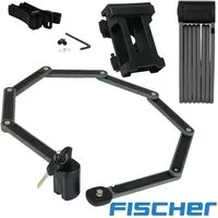 FISCHER Fahrrad Faltschloss Falt-Schloss Protec FKS110 XL 110cm mit Halterung (Set), für 1-2 Fahrräder Fahrrad-Schloss Schloss Faltschloss 2x Schlüssel