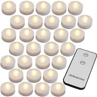monzana LED-Kerze, +300H elektrisch flackernd Fernbedienung Batterien 30xTeelichter 3,7CM