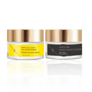 SPF50 KOLLAGEN TAGESCHEEM 50ML + FALTENFREI NachtFEUCHTIGKEIT 24K GOLD - 50ml