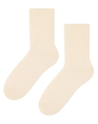 Damen-Kleidsocken aus Wolle | Steven | Atmungsaktive warme Socken für Damen Ecru