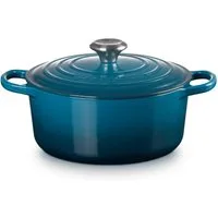 LE CREUSET Bräter Signature Gusseisen-Bräter, Gusseisen, Rund, Ø 24 cm, 3,5 l, 4,31 kg, Deep Teal, 21177246422430