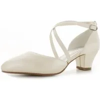 White Lady 850-2 offwhite - Leder Brautschuhe mit Kreuzriemchen Slingpumps