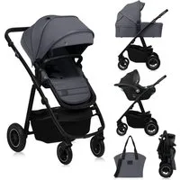 lionelo Kombi-Kinderwagen AMBER PLUS 3IN1, (Set 2in1 oder 3in1), 3-in-1-System / Babywanne & Buggy / Von Geburt bis 4 Jahre