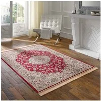 TaraCarpet Teppich Palazzo Royal Täbriz, rechteckig, Höhe: 6 mm, Täbriz Seiden Optik rot Wohnzimmer Schlafzimmer Esszimmer 95x140
