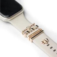 ARTVALL Smartwatch-Armband Apple Watch Charms Set 38/40/41mm & 42/44/45/49mm, Uhrenarmband Deko Accessoire Damen Biene Pin Herzen & Strasssteine