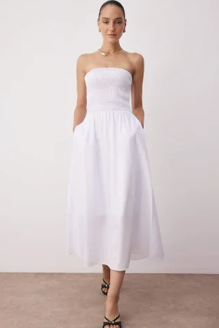 Damen Unifarbenes ärmelloses Maxikleid im Skater-Stil