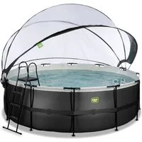 EXIT Framepool inkl. multifunktionaler Poolabdeckung (Set, 4-tlg), ØxH: 427x122 cm, mit Sandfilteranlage und Sicherheitsleiter