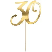 partydeco Tortenstecker, Cake Topper "30" gold 20,5cm