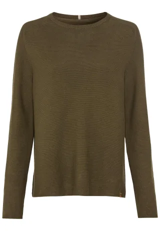 camel active - Rundhalspullover aus Feinstrick dark khaki - Gr. - XXL