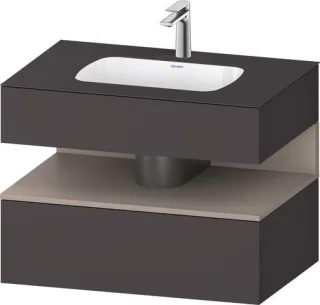 Duravit Qatego Einbauwaschtisch mit Konsolenwaschtischunterbau Basalt & Graphit Matt & Supermatt 800 QA4785043800010