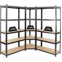 PROREGAL® Eckregal MegaDeal 1x Eckregal + 2x Schwerlastregal Ragnar, Verschiedene Farben, Stabiles Lagerregal Eckregal mit 175kg Fachlast Steckmontage