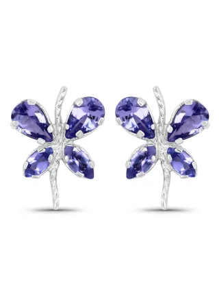 Vira Jewels Ohrringe Silber 925 rhodiniert Schmetterling-Motiv mit echtem Tansanit