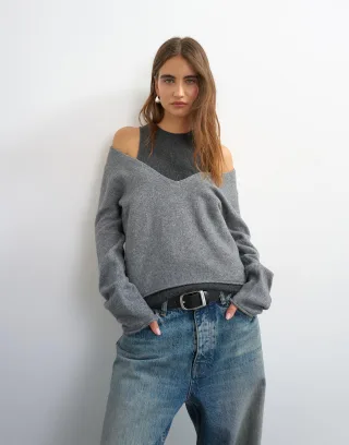 topshop - TSYASMIN LS O-NECK KNITTED JUMPER KNT Grey - Gr. - M
