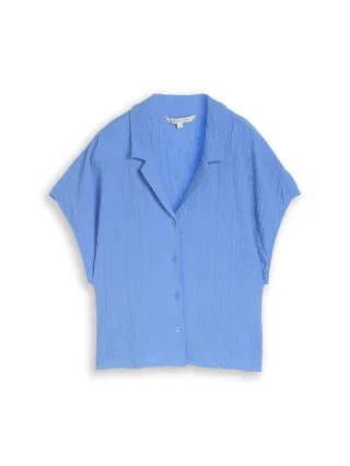 Tom Tailor - structured resort shirt 12128_Bonnet_Blue - Gr. - M