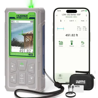 Huepar SW-150GQ 150M Laser Measure with Camera 495Ft Outdoor Green Laser Distance Meter with Bluetooth P2P Technology IP