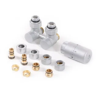 Terma Set Absperr-Verbundeckventil 50mm SC GW 3/4" (GZ 1/2")-Ø16x2, Ø15 , WRZOSSC1-ST, Silber WRZOSSC1-ST