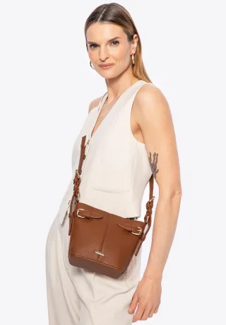 Wittchen Damen-Beuteltasche, klein, aus braunem Öko-Leder