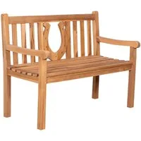 MR.DEKO Gartenbank Teak Hufeisen 120 cm – Glücksbank für Reiter & Tierfreunde (2-Sitzer Bank, zerlegt geliefert, ideal für Terrasse, 1-St), Massive Sitzbank Garten und Balkon, 250 kg belastbar