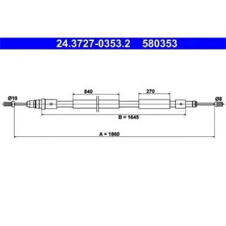ATE Handbremsseil hinten links Citroen Xsara 24.3727-0353.2