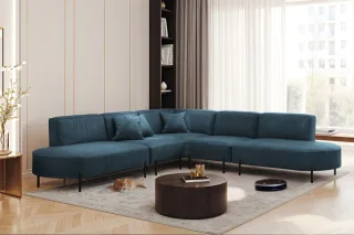 Ecksofa Designersofa VALENCIA Stoff Noel Blau Universal