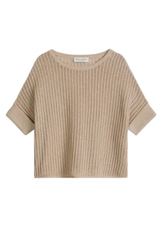 Marc OPolo Casual - Kurzarm-Strickpullover beige - Gr. - L