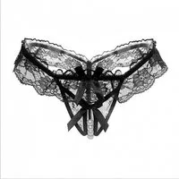 Lovolotti String-Ouvert Sexy Unterhose String Tanga Slip LO-L24 (Damen transparente String Panty mit Perlen) Nachtwäsche Reizwäsche Sexy Unterwäsche Durchsichtig