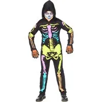 Widmann S.r.l. Hexen-Kostüm Kinderkostüm buntes Skelett, Kostüm für Halloween