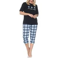 Normann Pyjama Normann Damen Pyjama mit karierter Capri Hose - auch in Übergrößen