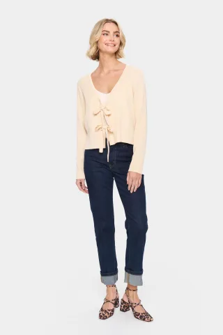 Strickjacke Gerade Passform cream