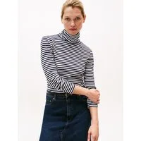 Tommy Hilfiger Langarmshirt SLIM 5X2 RIB ROLL-NK LS in gerippter Struktur