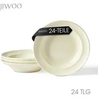 JIWOO Suppenteller 4er Ø20,3 cm, Speiseteller Pastateller Salatteller Dessertteller Plate, (24 St), Keramik Plate Hochwertige Tellerset Weiß mikrowellen spülmaschinenfest