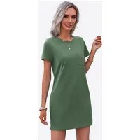 Imily Bela Minikleid Damen Freizeitkleid mit Rundhalsausschnitt (Packung, 1-tlg., 1per-Pack) einfarbig