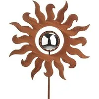 Kobolo Gartenstecker Dekostecker FREYA - Sonne in Rostoptik
