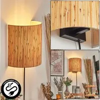 hofstein Wandleuchte Wandlampe aus Metall/Bambus in Schwarz/Natur, ohne Leuchtmittel, Wandleuchte m. Stecker/Schalter, Kabel, UP & Down Lichteffekt, 1 x E27
