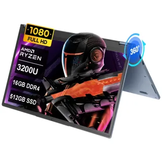 Ninkear YBOOK 15 2 in 1 Laptop 15.6 Inch AMD Ryzen 3 3200U 16GB DDR4 512GB SSD 360° Flip Touch Screen Windows 11 57Wh Ba