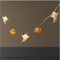 Lights4fun LED-Lichterkette 20er Halloween LED-Mikro-Lichterkette Geister & Kürbisse mit Timer