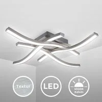 B.K.Licht Deckenleuchte 4-flammige LED Deckenlampe 42x42cm wellenförmig Geschwungen - BKL1287, LED fest integriert, 20 Watt 2000 Lumen 4000K neutralweiß Wohnzimmer Küche Aluminiumoptik