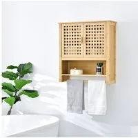 en.casa Hängeschrank Borlänge Bambus-Badschrank 66x62x20cm Natur