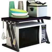 JEOBEST Regalelement Mikrowellenregal Organizer Küche, Mikrowellen Ständer Gewürzregale, 57x38x38cm, bis 30kg, Ohne Haken
